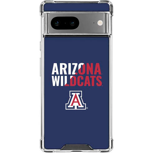University of Arizona Wildcats Logo Split Blue Google Pixel 7a Clear Case